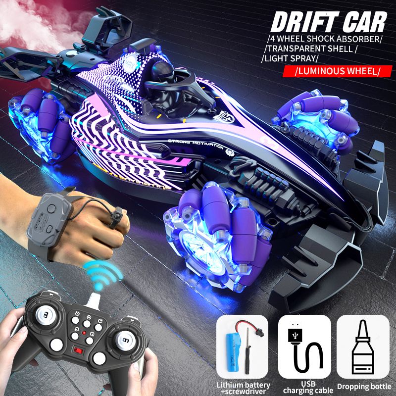 Remote control toy car F1 racing style, with music and light, the tail can be spray.