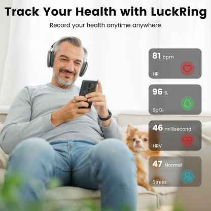 Size7/8/9/10 Options -- 1Pc Smart Ring Health Tracker Fitness/Sleep/Stress/HRV Tracker with Charging Case Magnetic Charging Cable for Women & Men Compatible with iOS & Android 7-Day Battery Life