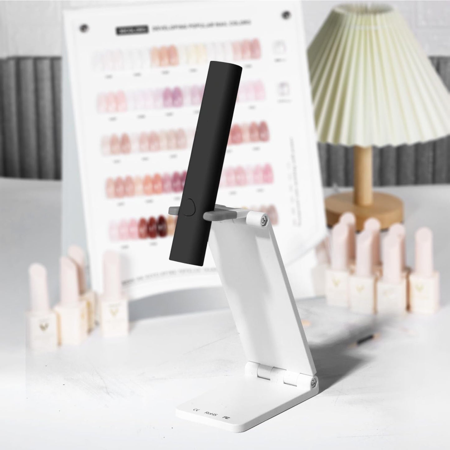 UV Light for Gel Nails, Mini U V LED Nail Lamp Handheld with Stand, Portable Nail Dryer Rechargeable USB Cordless for Fast Drying, Black