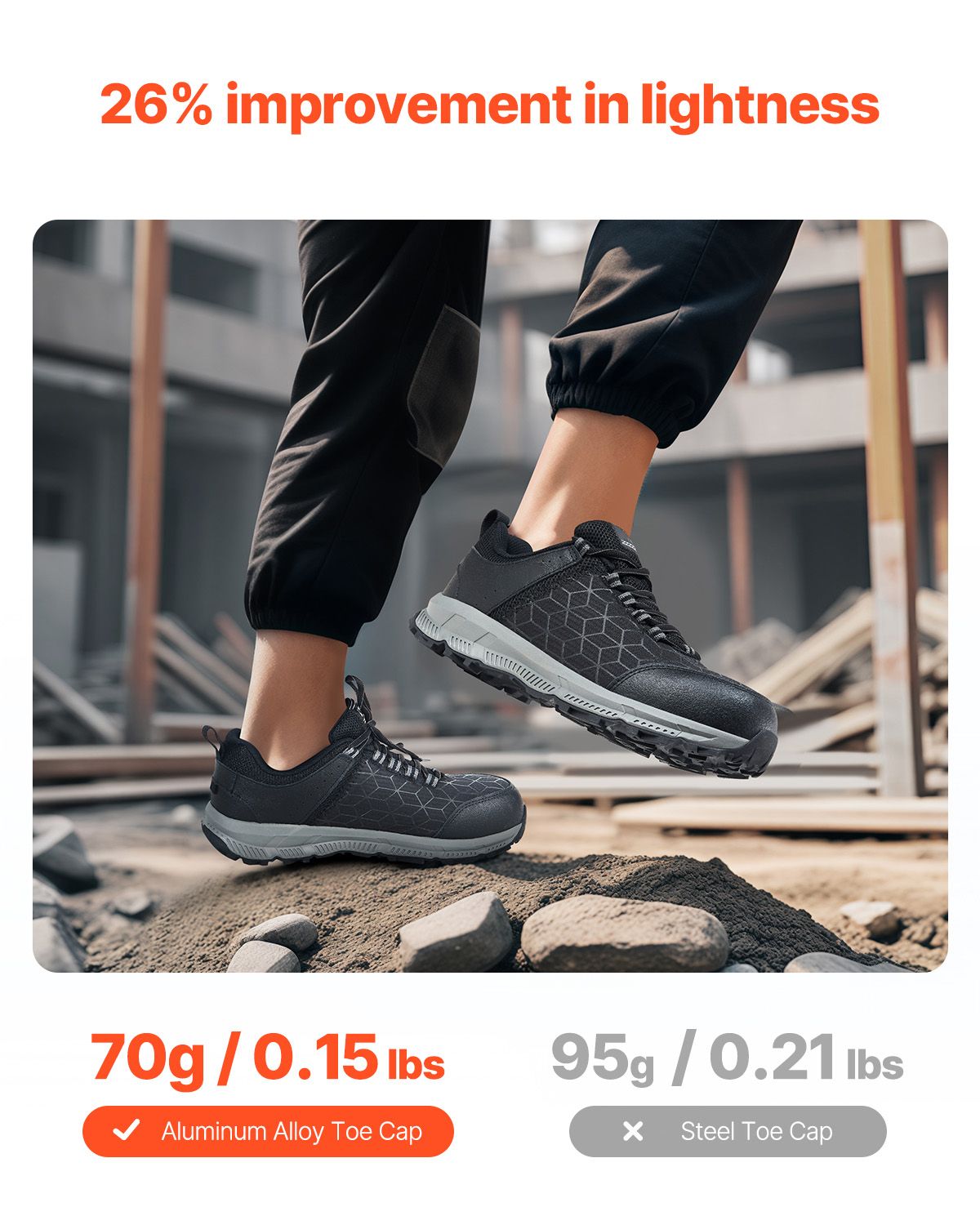 Steel Toe Shoes for Men, US Size 8.5 Wide, Men's Cushion Sport Safety Toe Athletic Work Shoe, Indestructible Safety Sneakers Lightweight,Breathable Industry Construction Work Shoes, Black