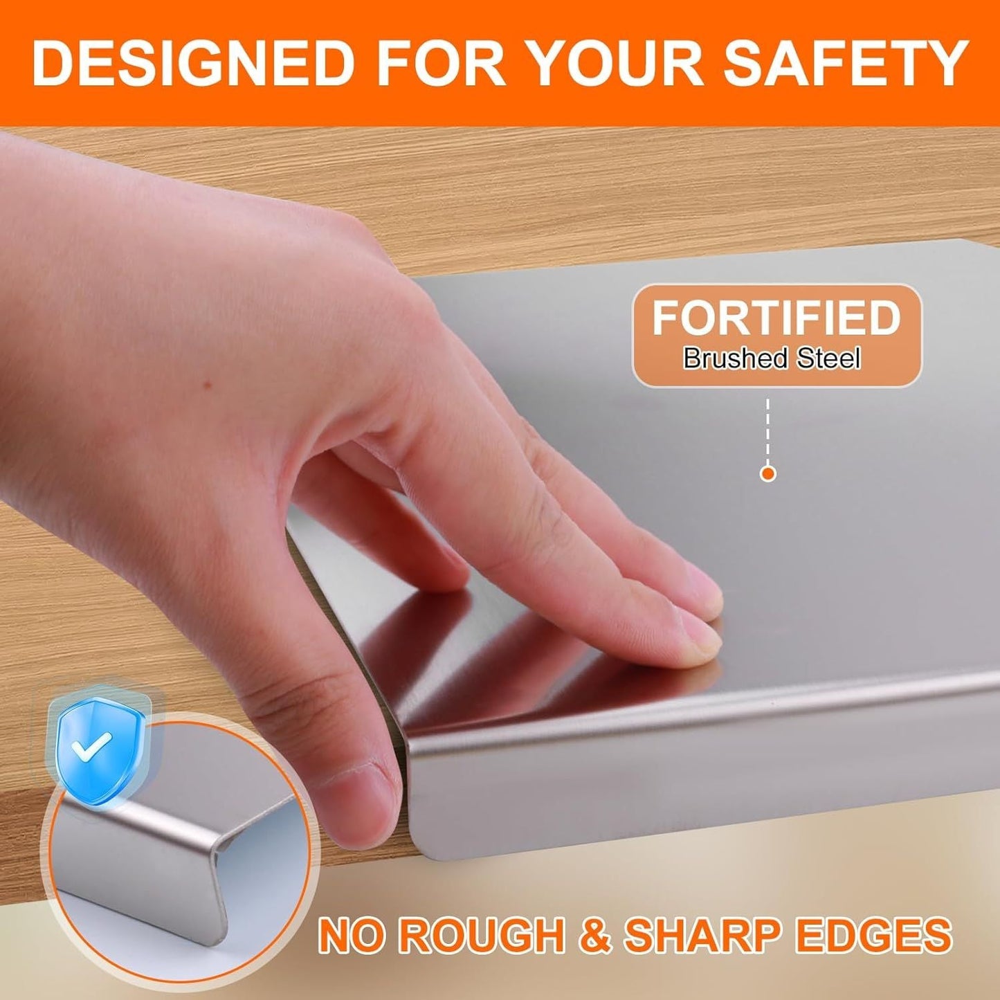 Stainless Steel Cutting Board with Lip for Kitchen Chopping Boards for Countertop Large Metal Cutting Board over Sink Suitable for Meat Fruits Vegetables Bread Noodle and Pizza Bamboo Knives
