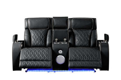 Fortuner Modern Style Upholstery Recliner Loveseat Made with Wood & Massage Function Included-Black