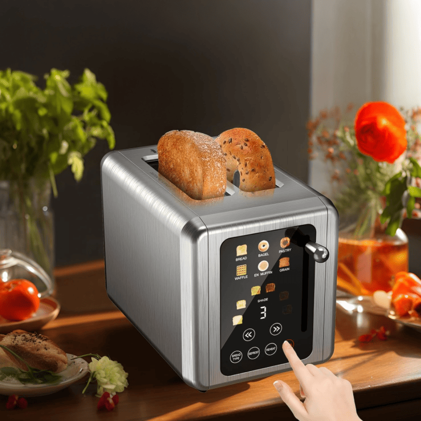 Retro Stainless Steel Toaster with 6 Browning Levels & 3 Functions - Perfect for Defrosting, Reheating, & Cancelling