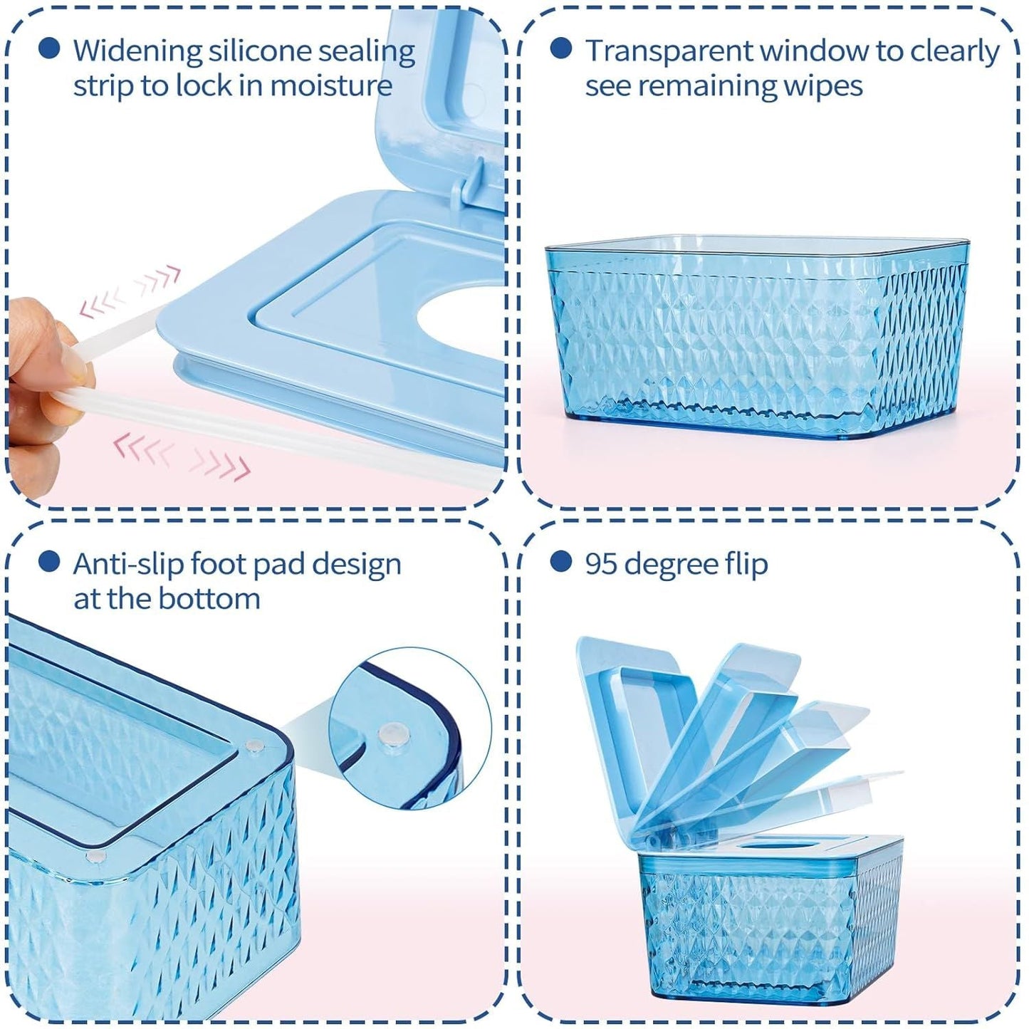Wipes Dispenser, One-Handed Operation Wipe Holder for Baby & Adult, Seal-Designed Wipes Container for Bathroom Keep Diaper Wipes Fresh