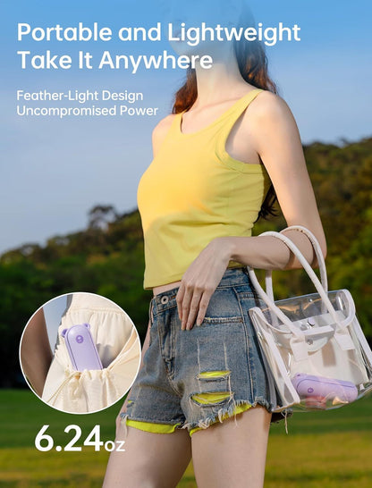 Handheld Fan with 4500 mAh Powerbank Max 37 Hours Runtime, Pocket Portable Battery Operated or USB Powered Folding Personal Fan, 3 Speeds, Gifts for Women Men Kids Gift for Festival