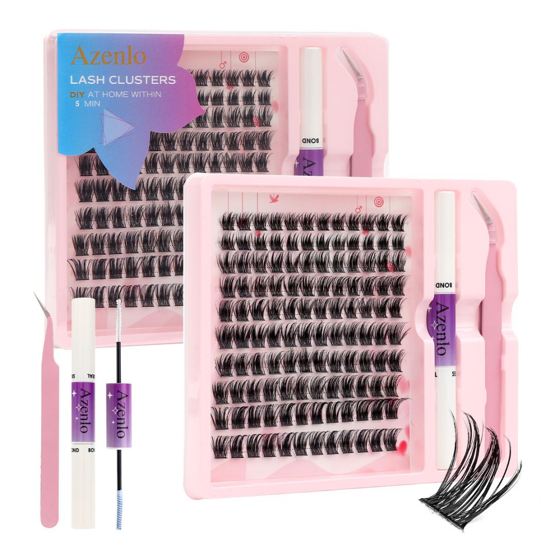 2026 Hottest New Product: False Eyelashes -  Azenlo Beginner's DIY Eyelash Extension Kit, 120 Clusters Of Large-capacity False Eyelashes, Includes Glue, Tweezers, and Complete Tool Set