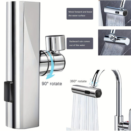 3 in 1 Large-Scale 360° Waterfall Kitchen Faucet - Touch-Controlled, Swivel Spout, Extender for Kitchen Sink, Vegetable and Fruit Washing - Zinc Alloy Construction, Chrome Finish, Contemporary Style