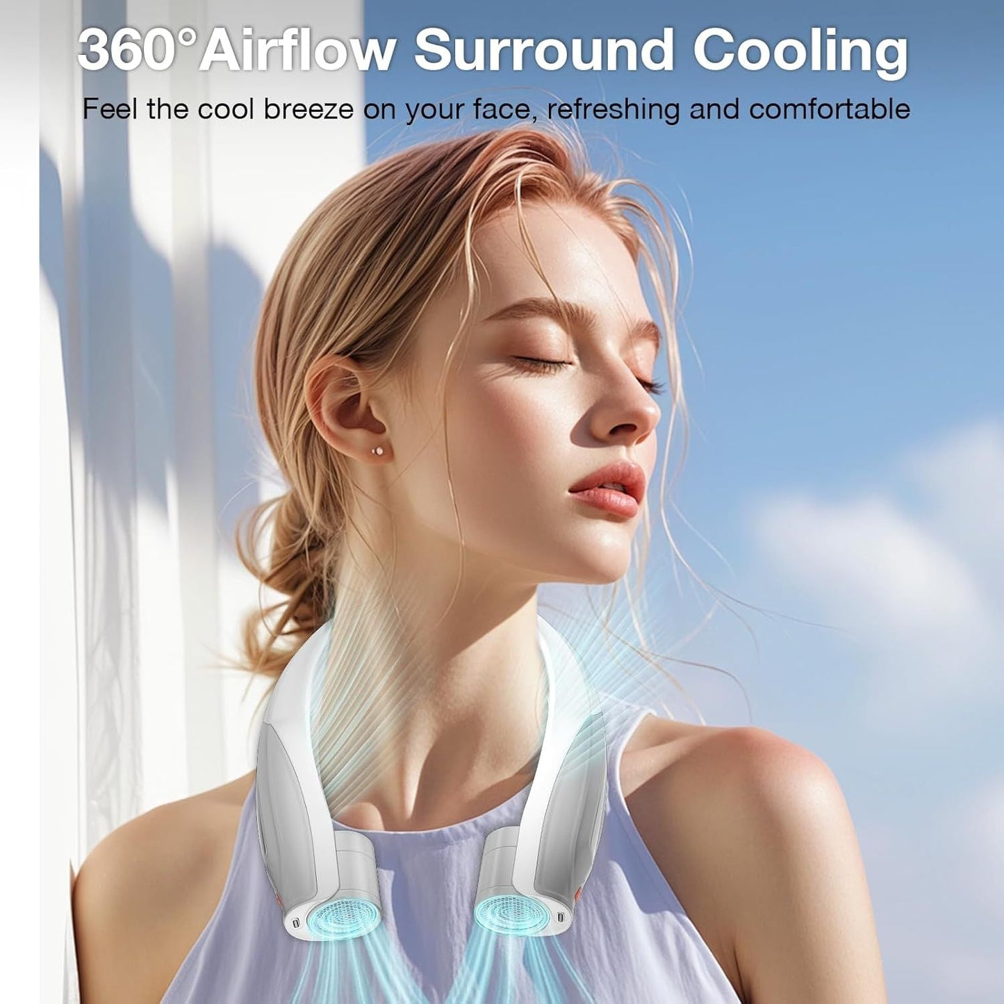 Neck Fan, 6 Speeds Adjustable Portable Personal Fan Rechargeable, Faster Cooling Wearable Fan, Ultra Quiet for Home, Office, Travel, Outdoor