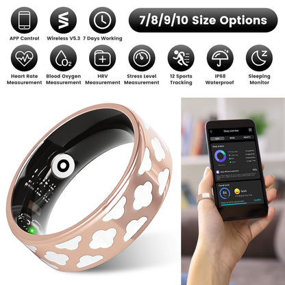 Size7/8/9/10 Options -- 1Pc Smart Ring Health Tracker Fitness/Sleep/Stress/HRV Tracker with Charging Case Magnetic Charging Cable for Women & Men Compatible with iOS & Android 7-Day Battery Life