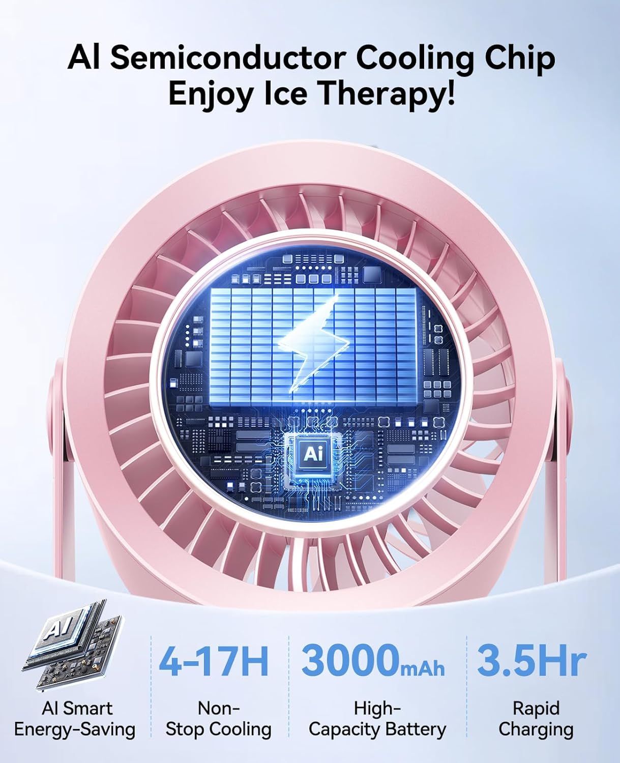 Rechargeable USB Desk Fan for Bedroom, 100 Speeds, 360° Rotation, Wall Mounted Design Small Portable Table Fan with LED Display, Quiet Personal Desktop Cooling Fans for Home Office
