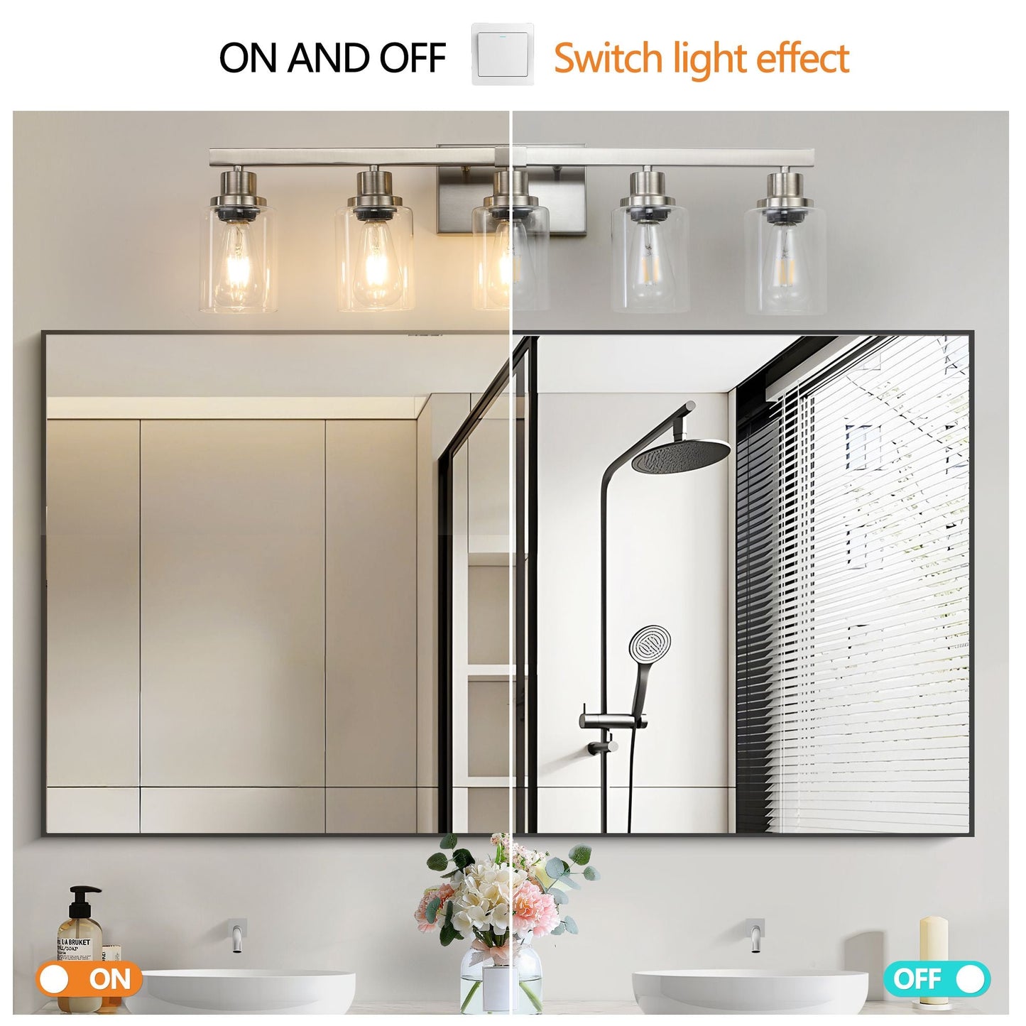 31" Modern 5-Light Bathroom Vanity Light Fixture - Brushed Nickel Finish with Clear Glass Shades, Perfect for Bathroom, Vanity, and Dressing Area Lighting (No Bulbs)