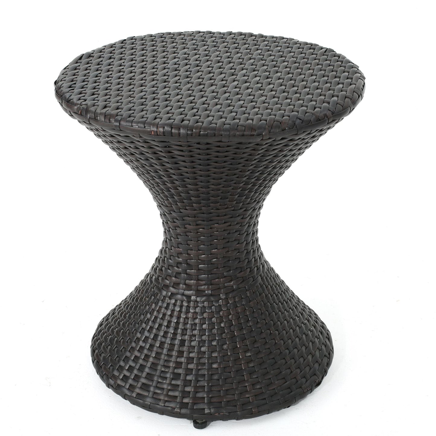 Outdoor 16-inch Multi-brown Wicker Hourgla Side Table