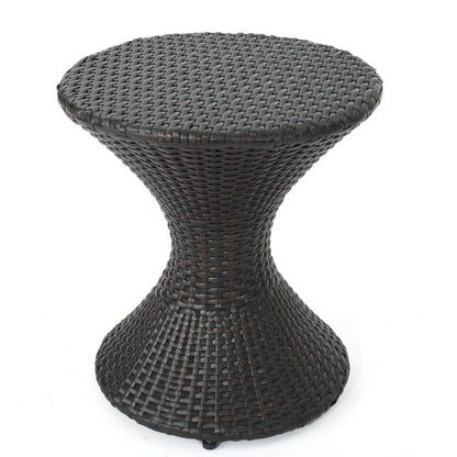 Outdoor 16-inch Multi-brown Wicker Hourgla Side Table
