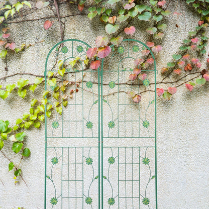 2 Pack 71" x 19.7" Metal Garden Trellis Rustproof Trellis for Climbing Plants Outdoor Flower Support Wrought Iron Ivy Vine Cucumbers Decorative(Green)