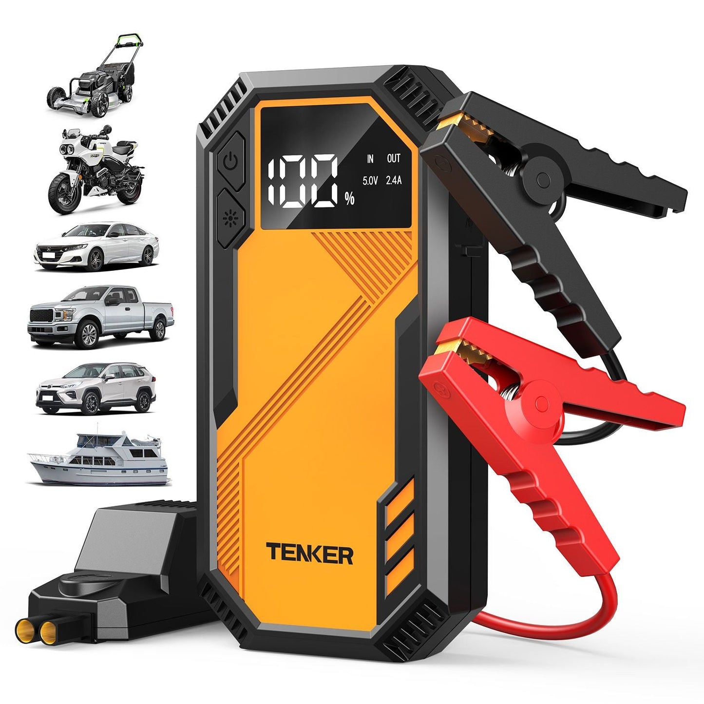 5000A Car Jump Starter 7.2L Gas or 6.5L Diesel 44.4W Portable Power Bank LED Flashlight 12V Jumper Box 10 Protections Built in Comprehensive Protection
