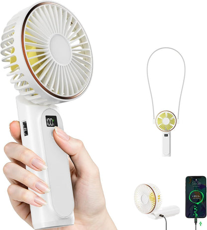 Portable Handheld Fan, Portable Fan Rechargeable, 4000mAh, 180° Adjustable, 6 Speed Wind, Display Electricity in Real Time, USB Rechargeable Foldable F an, Quiet Personal Fan as Power Bank