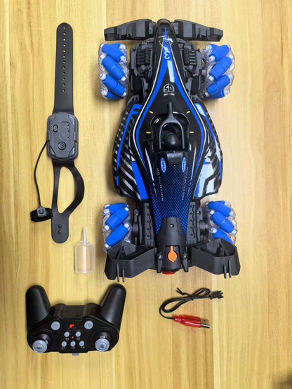 Remote control toy car F1 racing style, with music and light, the tail can be spray.
