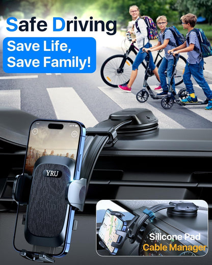 2026 Ultimate Car Phone Holder Mount Bendable & Adjustable Aluminum Arm Cell Phone Holder for Car Dashboard Windshield Phone Stand for iPhone 17 16 15 14 Pro Max Samsung Pickup Truck