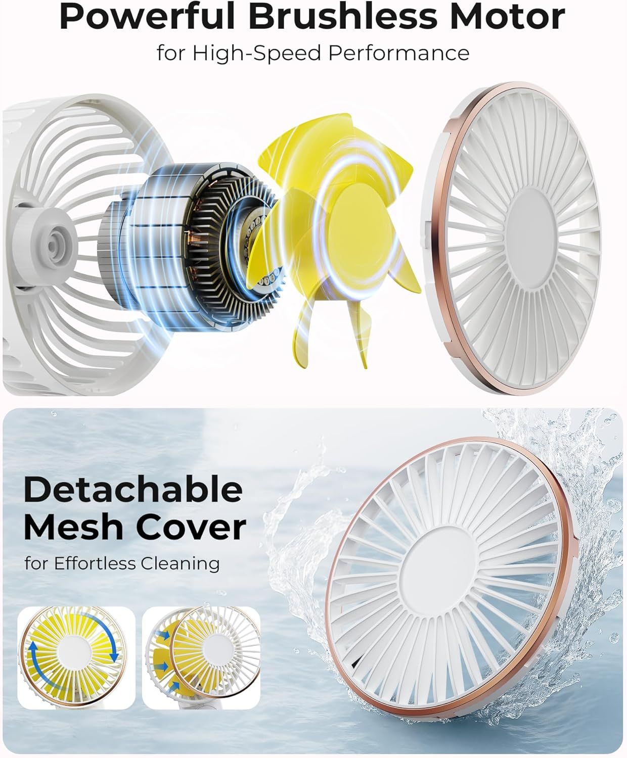 Portable Handheld Fan, Portable Fan Rechargeable, 4000mAh, 180° Adjustable, 6 Speed Wind, Display Electricity in Real Time, USB Rechargeable Foldable F an, Quiet Personal Fan as Power Bank