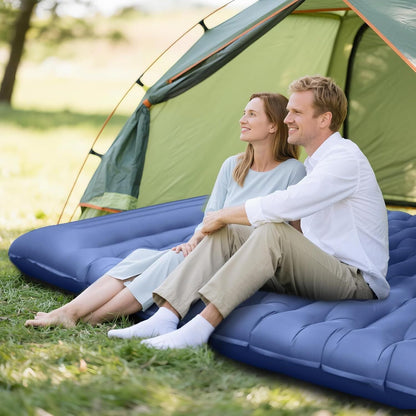 Camping Sleeping Pad, Ultralight Camping Mat with Pillow Built-in Foot Pump, 4" Thick Inflatable Sleeping Mat Compact for Backpacking, Hiking, Car Traveling, Camp Tent