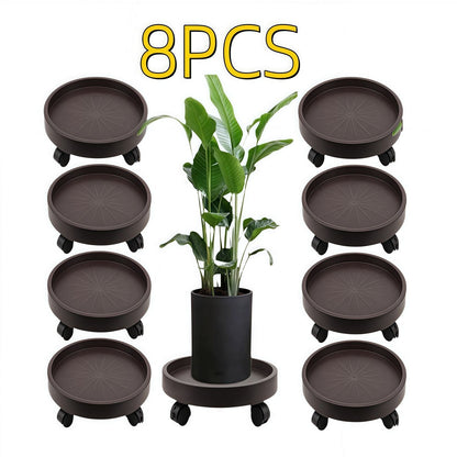8 Pack Plant Caddy with Wheels Heavy Duty 12.2 Inch Plant Dolly with Locking Casters Rolling Plant Stand for Indoor Outdoor, Brown