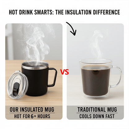 Insulated Stainless Steel Coffee Mug with Leak-Proof Lid – Reusable Office/Trave