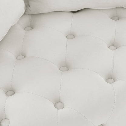 Velvet Upholstered Swivel Chair for Living Room, with Button Tufted Design and Movable Wheels, Including 3 Pillows