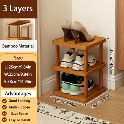 Versatile Bamboo Expandable Folding Storage Rack - 3/6/9 Layer Organizer for Any Room, No Assembly Needed!