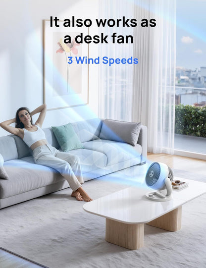 Fan for Bedroom, 12 Inches, 70ft Powerful Airflow, 25db Quiet Table Air Circulator Fans for Whole Room, 120° Adjustable Tilt, 3 Speeds, Desktop Fan for Home, Office, Kitchen