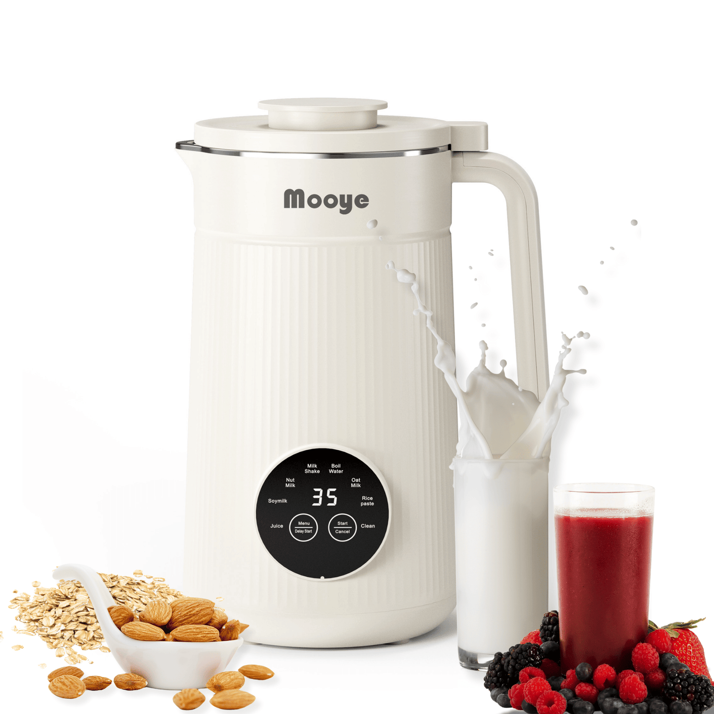 8 in 1 Automatic Nut Milk Maker Machine,35oz Multi-Functional Soy Milk Maker with 10 Blades, Plant-Based, Oat, Almond, Dairy Free Beverages with 12h Timer, Heating, Auto-clean, Keep Warm 2h