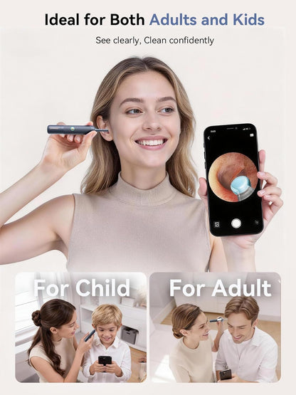 I35R Ear Cleaner with Flexible Ear Camera Otoscope - Visual Ear Pick Tweezers Wax Remover - Ear Cleaning Kit for Family