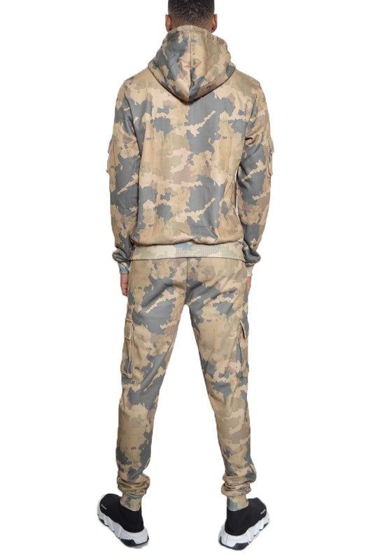 Premium Full Camo Cotton Hoodie Sweat Set - Perfect for Outdoor Adventures