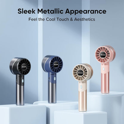 Portable Handheld Turbo Fan, Mothers Day Gifts for Mom Her Women Girl, Cool Metal Body, Rechargeable Battery Personal Fan, Mini Pocket Fans for Camping Outdoor Travel Cruise Makeup Essentials