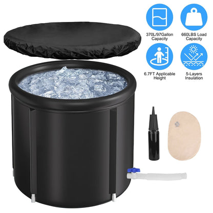 Portable Ice Bath Tub 97Gallon (370L), Portable Insulated Ice Bath Tub for Athletes Recovery, Easy Setup Ice Bathtub for Home Gym CampingCold Plunge Therapy Tub with 5-Layers Insulation, Large Ice Bat