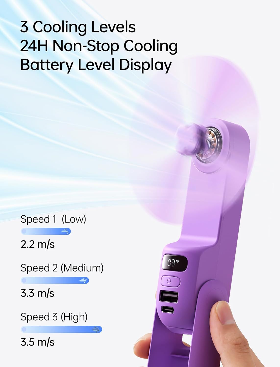 Handheld Travel Fan, Upgraded Mini Portable Fan with Up to 24 Working Hours for Long-term Outdoor Cooling, Combines Power Bank and Flashlight, Used for Summer, Cruise, Concert