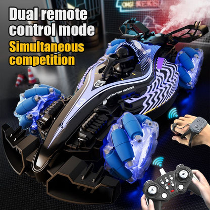 Remote control toy car F1 racing style, with music and light, the tail can be spray.