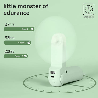 Handheld Fan with 4500 mAh Powerbank Max 37 Hours Runtime, Pocket Portable Battery Operated or USB Powered Folding Personal Fan, 3 Speeds, Gifts for Women Men Kids Gift for Festival