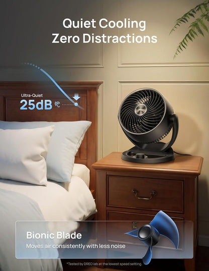 Fan for Bedroom, 12 Inches, 70ft Powerful Airflow, 25db Quiet Table Air Circulator Fans for Whole Room, 120° Adjustable Tilt, 3 Speeds, Desktop Fan for Home, Office, Kitchen