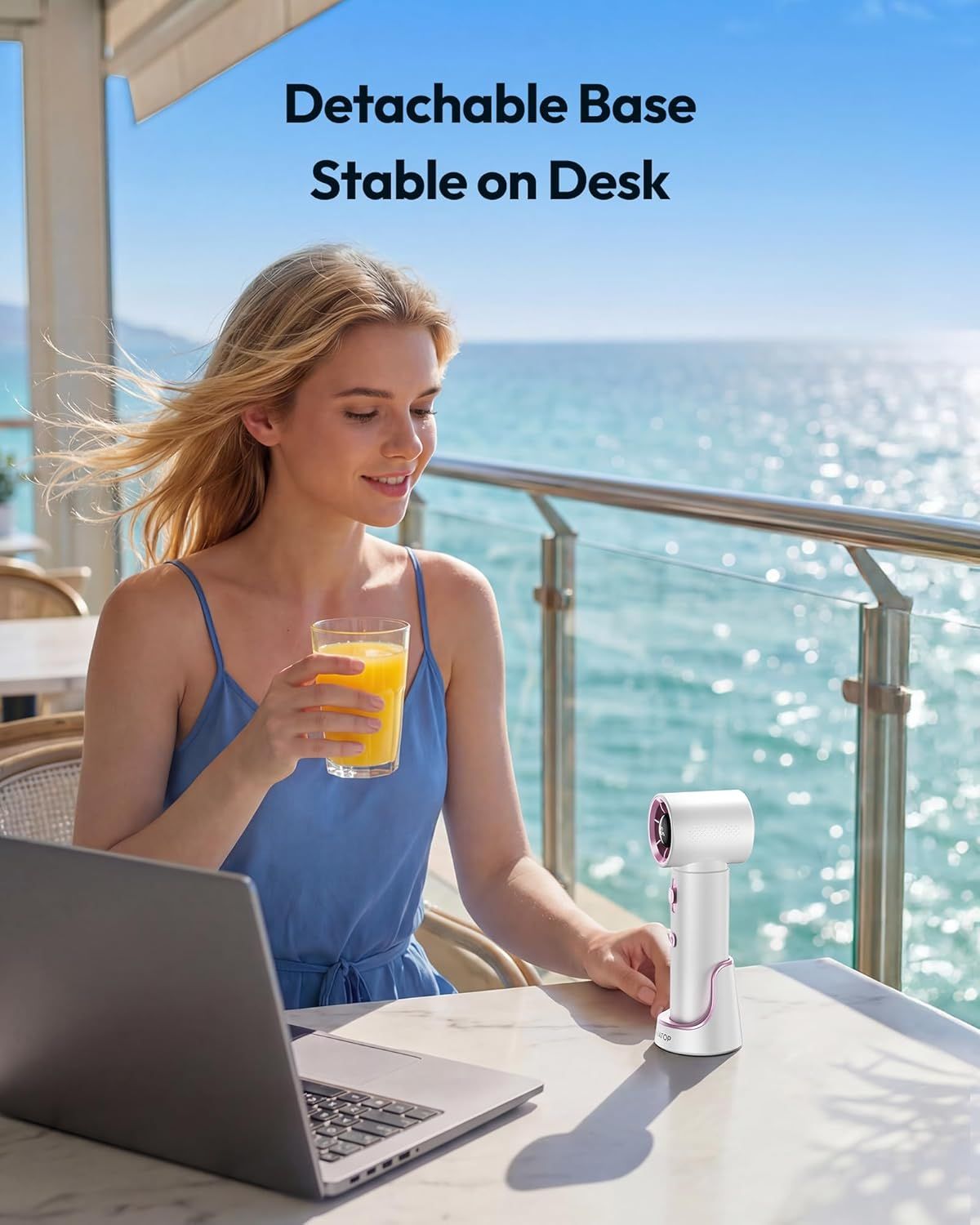 Portable Handheld Turbo Fan, 100 Gear High Speed, Up to 12H Rechargeable Personal Fan with Digital Display, Detachable Base & Lanyard, Small Travel Essentials Cooling Gifts for Women Men