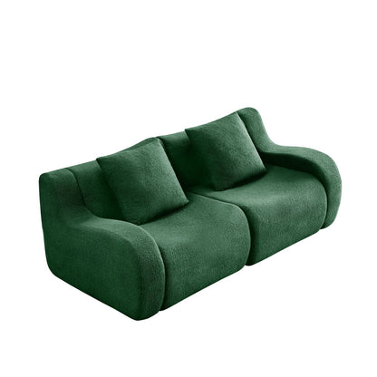 Soft Teddy Fabric Boneless Sofa,No Assembly Required Streamlined Design,Anti-Slip Design 32D High Density Sponge Fits Living Rooms Bedrooms,Green