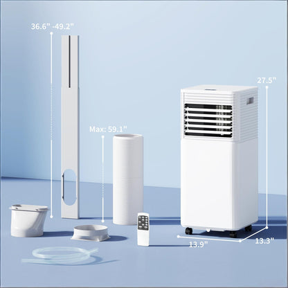 White 10000 BTU Mobile Air Conditioner with Remote Control 24H Timer LED Display for Cooling And Dehumidifying