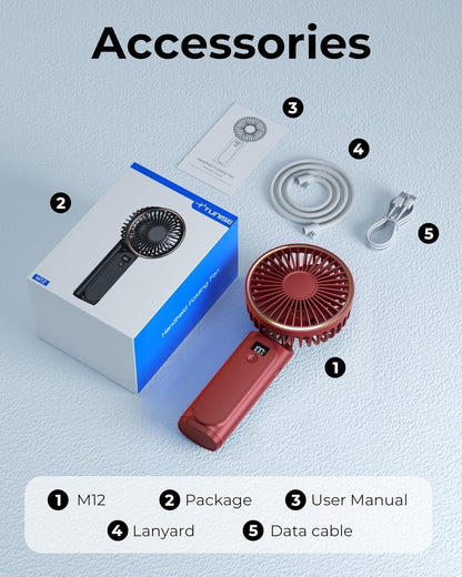 Portable Handheld Fan, Portable Fan Rechargeable, 4000mAh, 180° Adjustable, 6 Speed Wind, Display Electricity in Real Time, USB Rechargeable Foldable F an, Quiet Personal Fan as Power Bank