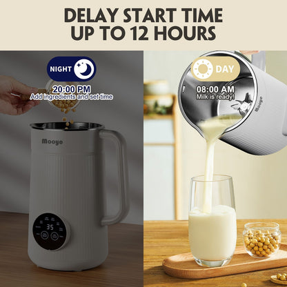 8 in 1 Automatic Nut Milk Maker Machine,35oz Multi-Functional Soy Milk Maker with 10 Blades, Plant-Based, Oat, Almond, Dairy Free Beverages with 12h Timer, Heating, Auto-clean, Keep Warm 2h