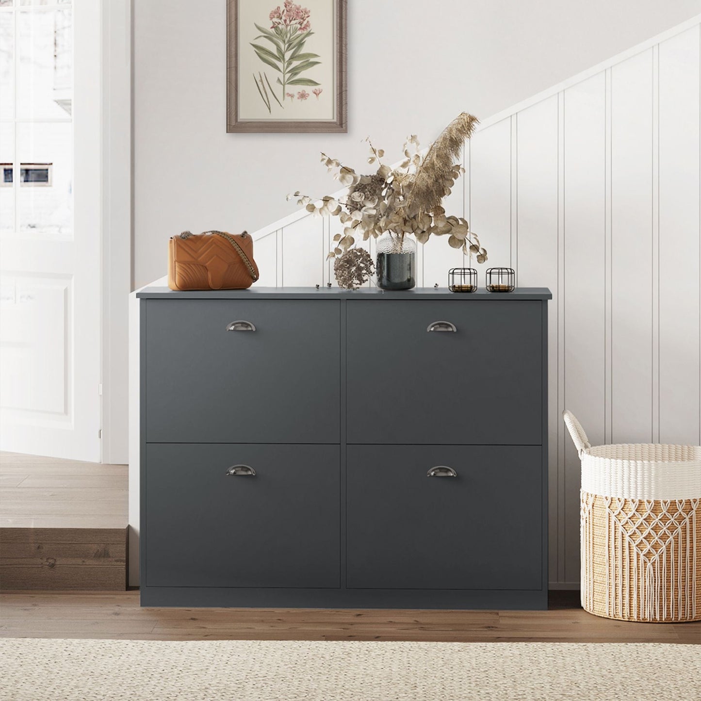 Shoe Cabinet,Hidden Slim Narrow Shoe Rack Cabinet with 4 Drawers for Entryway, Foyer,Hallway,Bedroom