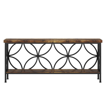 2-Tier Console Table, Industrial Sofa Table Behind Couch