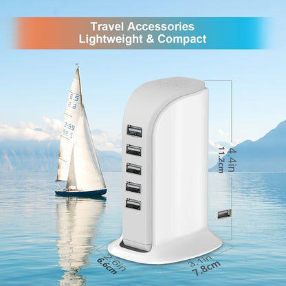 1pc USB Charger; Multi-Device Charging Station; Fast Charging Block; USB Charging Hub With Multi-Ports For IPhone; IPad; Kindle; Travel Accessories