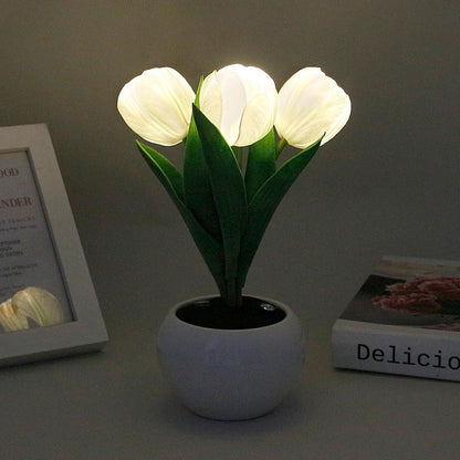 Tulip Lamp - LED Replica Tulip Table Lamp with Flower Vase for Desktop Decoration. Suitable for home, living room, desktop decoration, holiday gifts, atmosphere decoration lamps. Powered by USB