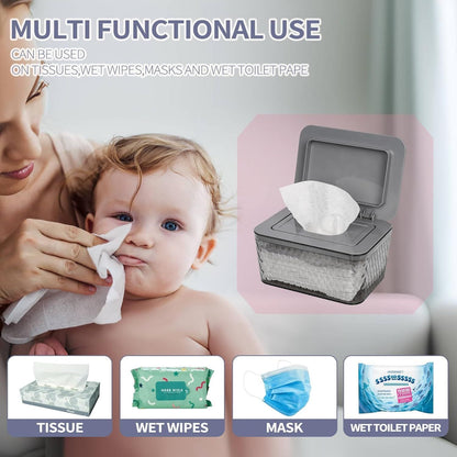 Wipes Dispenser, One-Handed Operation Wipe Holder for Baby & Adult, Seal-Designed Wipes Container for Bathroom Keep Diaper Wipes Fresh