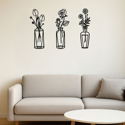CIFbuy™ Metal Flower Wall Decorations Set of 3 Simple Iron Vase-Inspired Wall Art Ideal for Kitchens Bathrooms Living Rooms Bedrooms Studies Doors Por(TikTok/temu self-pickup orders)