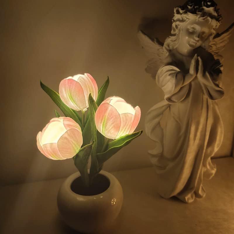 Tulip Lamp - LED Replica Tulip Table Lamp with Flower Vase for Desktop Decoration. Suitable for home, living room, desktop decoration, holiday gifts, atmosphere decoration lamps. Powered by USB